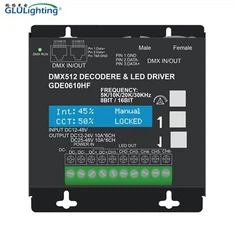 جهاز فك ترميز DMX ذو 6 قنوات عالي التردد مع شاشة عرض على اللوحة-.